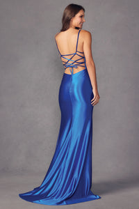 LA Merchandise LAT2417 Sheer Side Slit Prom Sexy Strappy Gown