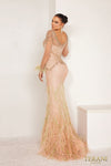 Load image into Gallery viewer, Terani Couture 241GL2631 Clearance Sage Champagne Size 8 Wholesale Long Beaded Formal Evening Gown - - Dress Terani Couture