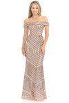 Load image into Gallery viewer, La Merchandise LN5224 Sequined Off Shoulder Prom Wholesale Formal Gown