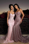 Load image into Gallery viewer, Wholesale Strapless Corset Trumpet Evening Dress Beaded Lace Sequin Formal Gown by LAF8424 - - Dresses LAF