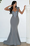Cargar imagen en el visor de la galería, LAF8508 Wholesale Cap Sleeve Jacket Mermaid with Sweetheart Corset Bodice Beaded Evening Gown - CHARCOAL - Long Prom Dress LAF