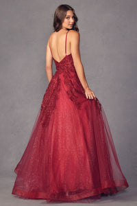 La Merchandise LAT251 A-line Glitter Spaghetti Straps Prom Dress