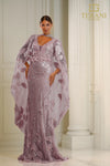 Load image into Gallery viewer, Terani Couture 251M4326 Clearance Light-Gold Size 6 Wholesale Long Sleeve Cape Mother of the Bride Dress - - Dress Terani Couture