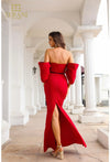 Load image into Gallery viewer, Terani Couture 251E4204 Clearance Red Size 6 Wholesale Off Shoulder Mermaid Evening Gown - - Dress Terani Couture