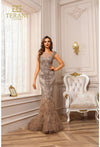 Load image into Gallery viewer, Terani Couture 251GL4198 Beaded Mermaid Evening Dress with Feather Hem