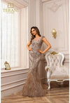 Load image into Gallery viewer, Terani Couture 251GL4198 Beaded Mermaid Evening Dress with Feather Hem