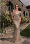 Load image into Gallery viewer, Terani Couture 251GL4345 Clearance Silver Nude Size 4 Wholesale Elegant Fitted Long Evening Gown – Silvee - - Dress Terani Couture
