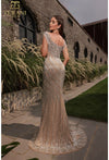 Load image into Gallery viewer, Terani Couture 251GL4345 Clearance Silver Nude Size 4 Wholesale Elegant Fitted Long Evening Gown – Silvee - - Dress Terani Couture