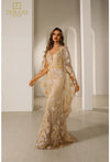 Load image into Gallery viewer, Terani Couture 251M4326 Clearance Light-Gold Size 6 Wholesale Long Sleeve Cape Mother of the Bride Dress - LIGHT-GOLD 6 - Dress Terani Couture