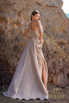 Load image into Gallery viewer, Terani Couture 252E5116 3D Floral Appliqués One-Shoulder Satin Dress with Overskirt