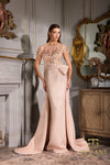 Load image into Gallery viewer, Terani Couture 252E5157 Clearance Rose Gold Size 12 Wholesale Fitted Evening Gown with Dramatic Overskirt - Rose Gold 12 - Dress Terani Couture