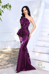 Load image into Gallery viewer, Terani Couture 252E5513 One-Shoulder Satin Mermaid Dress with Draped Bodice