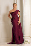 Load image into Gallery viewer, Terani Couture 252E5116 3D Floral Appliqués One-Shoulder Satin Dress with Overskirt