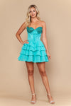 Load image into Gallery viewer, Wholesale Strapless Beaded Sweetheart Corset Tiered Ruffle Short Homecoming Dress by LAY26134 - - Short Cocktail Dresses LAY