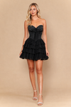 Load image into Gallery viewer, Wholesale Strapless Beaded Sweetheart Corset Tiered Ruffle Short Homecoming Dress by LAY26134 - BLACK - Short Cocktail Dresses LAY