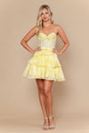 Load image into Gallery viewer, Wholesale Strapless Sweetheart Corset Sequin Lace Ruffle Tiered Short Homecoming Dress by LAY26136 - YELLOW - Short Cocktail Dresses LAY