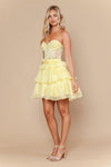 Load image into Gallery viewer, Wholesale Strapless Sweetheart Corset Sequin Lace Ruffle Tiered Short Homecoming Dress by LAY26136 - - Short Cocktail Dresses LAY