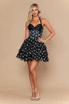 Load image into Gallery viewer, LAY26162 Wholesale Polka Dot Halter Corset Short Homecoming Dress with Tiered Ruffle Skirt