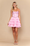 Load image into Gallery viewer, Wholesale LAY26170 strapless Lace Applique Corset Tiered Ruffle Skater Short Homecoming Dress