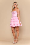 Load image into Gallery viewer, Wholesale LAY26170 strapless Lace Applique Corset Tiered Ruffle Skater Short Homecoming Dress