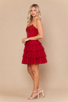 Load image into Gallery viewer, Wholesale LAY26170 strapless Lace Applique Corset Tiered Ruffle Skater Short Homecoming Dress
