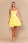 Load image into Gallery viewer, Wholesale LAY26170 strapless Lace Applique Corset Tiered Ruffle Skater Short Homecoming Dress
