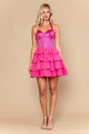 Load image into Gallery viewer, LAY26174 Wholesale Rhinestone Corset Halter Homecoming Dress with Tiered Ruffle Skirt &amp; Lace-Up Back