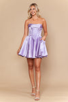 Load image into Gallery viewer, LAY26176 Wholesale Strapless Satin Corset Homecoming Dress with Pockets, Lace-Up Back &amp; Bow Detail