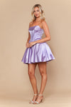 Load image into Gallery viewer, LAY26176 Wholesale Strapless Satin Corset Homecoming Dress with Pockets, Lace-Up Back &amp; Bow Detail