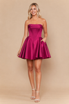 Load image into Gallery viewer, LAY26176 Wholesale Strapless Satin Corset Homecoming Dress with Pockets, Lace-Up Back &amp; Bow Detail