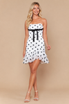 Load image into Gallery viewer, Wholesale Strapless Corset Lace-Up Back Bow Detail Polka Dot Homecoming Dress by LAY26184 - OFF WHITE BLACK - Short Cocktail Dresses LAY