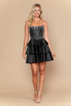 Load image into Gallery viewer, LAY26190 Wholesale Sleeveless Pearl Corset Tiered Ruffle Short Homecoming Cocktail Dress - - Short Cocktail Dress LAY
