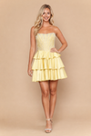 Load image into Gallery viewer, LAY26190 Wholesale Sleeveless Pearl Corset Tiered Ruffle Short Homecoming Cocktail Dress - YELLOW WHITE - Short Cocktail Dress LAY