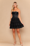 Load image into Gallery viewer, LAY26244 Wholesale Strapless Rhinestone Corset Satin Short Homecoming Dress with Ruffle Skirt