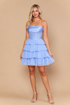 Load image into Gallery viewer, LAY26244 Wholesale Strapless Rhinestone Corset Satin Short Homecoming Dress with Ruffle Skirt