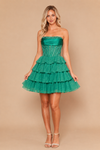 Load image into Gallery viewer, LAY26244 Wholesale Strapless Rhinestone Corset Satin Short Homecoming Dress with Ruffle Skirt