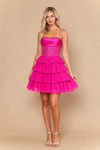 Load image into Gallery viewer, LAY26244 Wholesale Strapless Rhinestone Corset Satin Short Homecoming Dress with Ruffle Skirt