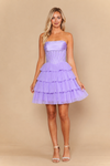 Load image into Gallery viewer, LAY26244 Wholesale Strapless Rhinestone Corset Satin Short Homecoming Dress with Ruffle Skirt