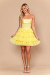 Load image into Gallery viewer, LAY26244 Wholesale Strapless Rhinestone Corset Satin Short Homecoming Dress with Ruffle Skirt