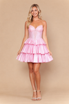 Load image into Gallery viewer, LAY26268 Wholesale Strapless Rhinestone Sweetheart Corset Homecoming Dress with Ruffle Skirt