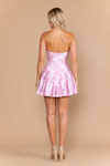 Load image into Gallery viewer, Wholesale Floral Jacquard Strapless Short Dress with Bow Accent &amp; Pleated Skirt by LAY26276