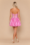 Load image into Gallery viewer, Wholesale Corset Bubble Hem Short Dress with Rosette Detail Satin Homecoming Dress by LAY26278 - - Short Cocktail Dresses LAY