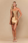 Load image into Gallery viewer, LAY26312 Wholesale Beaded Corset Two-Piece Dress Strapless Rhinestone Ruched Satin Short Skirt - - Short Cocktail Dress LAY