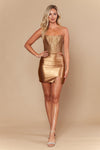 Load image into Gallery viewer, LAY26312 Wholesale Beaded Corset Two-Piece Dress Strapless Rhinestone Ruched Satin Short Skirt - GOLD - Short Cocktail Dress LAY