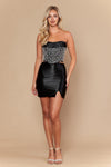 Load image into Gallery viewer, LAY26330 Wholesale Black/White Strapless Pearl Embellished Satin Two-Piece Short Cocktail Dress
