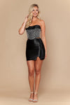Load image into Gallery viewer, LAY26330 Wholesale Black/White Strapless Pearl Embellished Satin Two-Piece Short Cocktail Dress