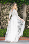 Load image into Gallery viewer, LAF8356 Wholesale Ivory 3/4 Sleeve Lace Evening Gown V-Neck Floral Embroidered Tulle Formal Dress - - Wedding Dress LAF