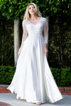 Load image into Gallery viewer, Wholesale 3/4 Illusion Sleeve Beaded Lace Appliqué Mother of the Bride Evening Gown by LAF8435 - OFF-WHITE - Dresses LAF
