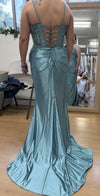 Load image into Gallery viewer, Satin Corset Evening Prom Dress with Slit and Lace-Up Back By LA2183 - - Prom Dress LA Merchandise