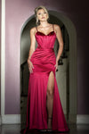 Cargar imagen en el visor de la galería, LAF8455 Wholesale Satin Trumpet Prom Dress with Corset Bodice Sweetheart Neckline &amp; High Slit - RED - Long Prom Dress LAF
